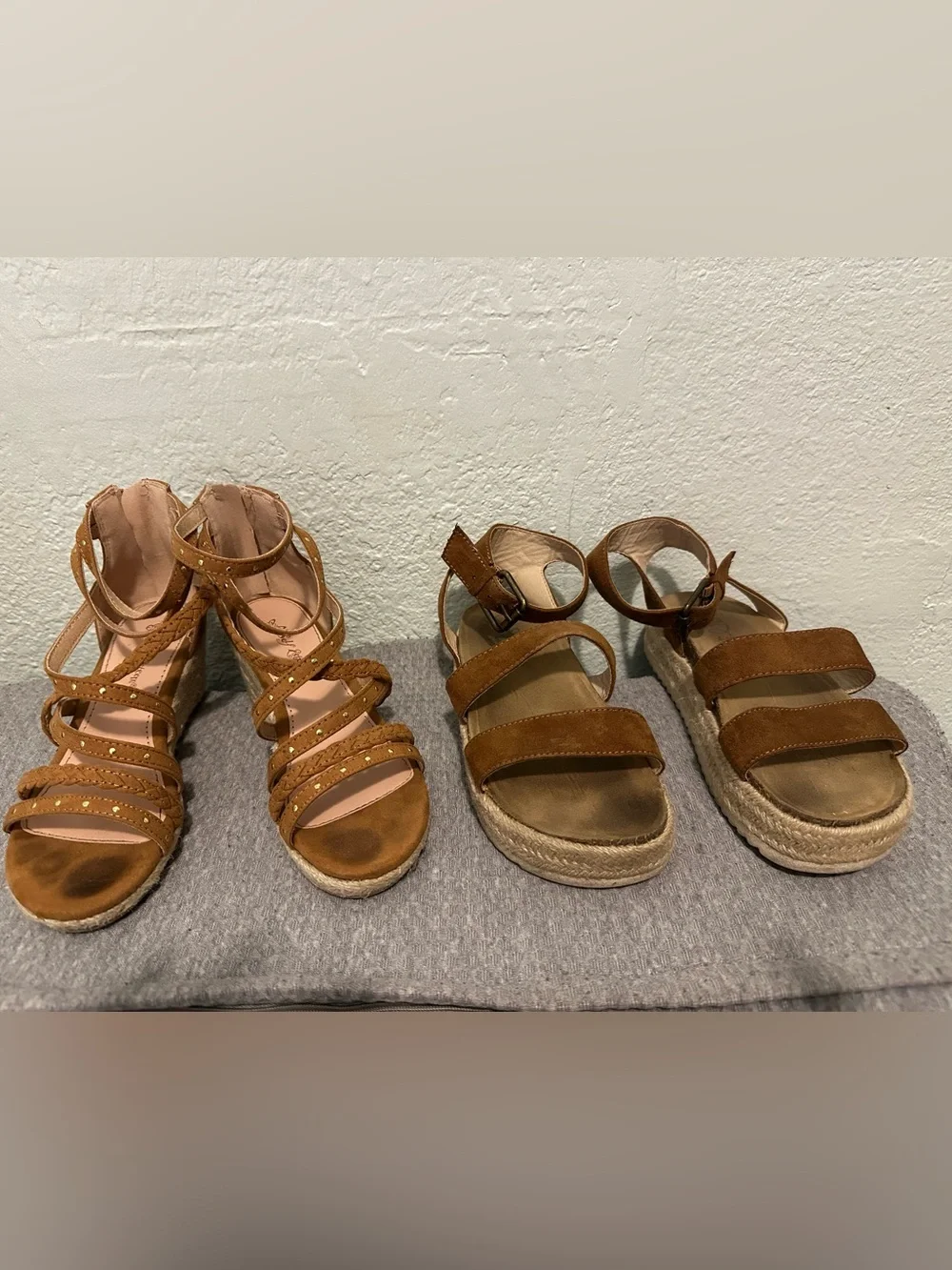 Kids Brown Suede Platform Sandals Size 2